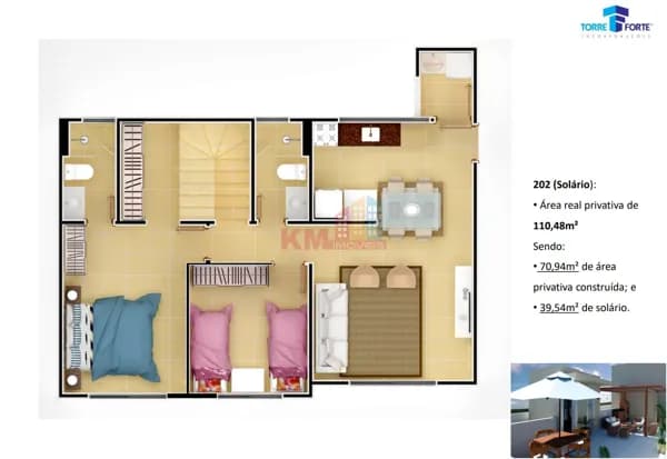 Acabamento diferenciado, com piso em porcelanato e louças de primeira linha