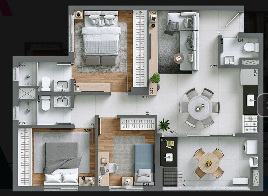 Apartamento coração zona sul SOL DA MANHÃ