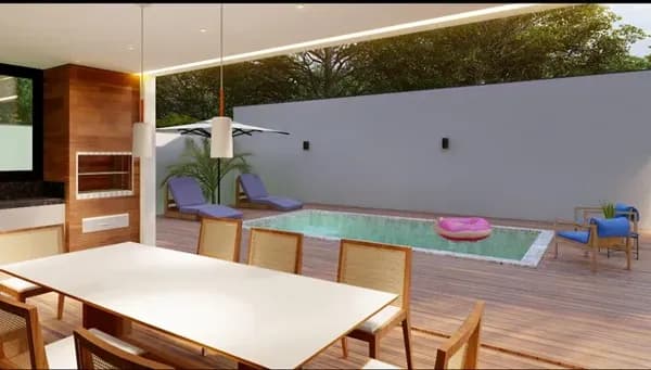 Casa Alto Padrão em conclusão no Alphaville, com 3 suítes, área gourmet, piscina , em Rio das Ostras/RJ