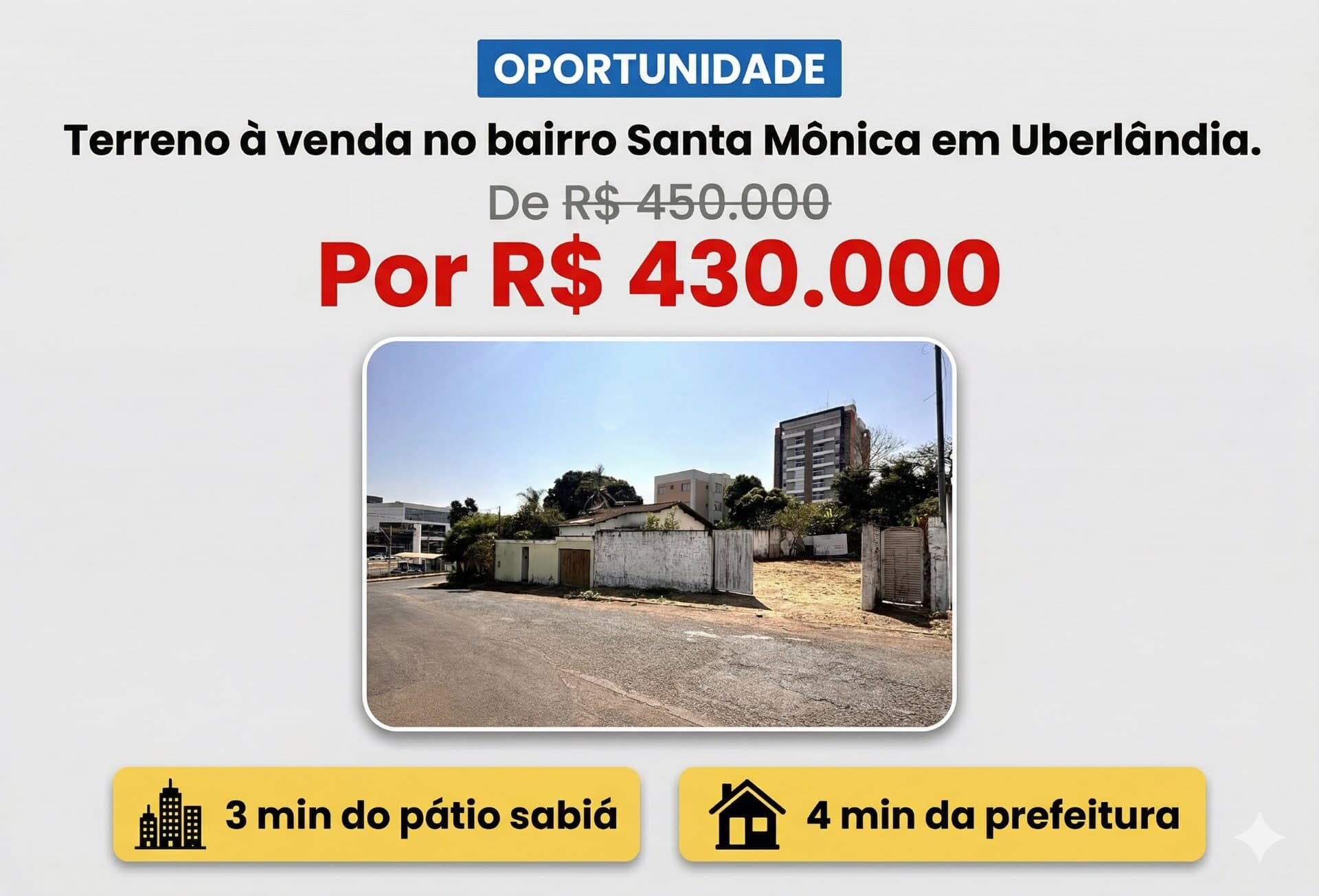 Terreno à venda no bairro Santa Mônica em Uberlândia/MG