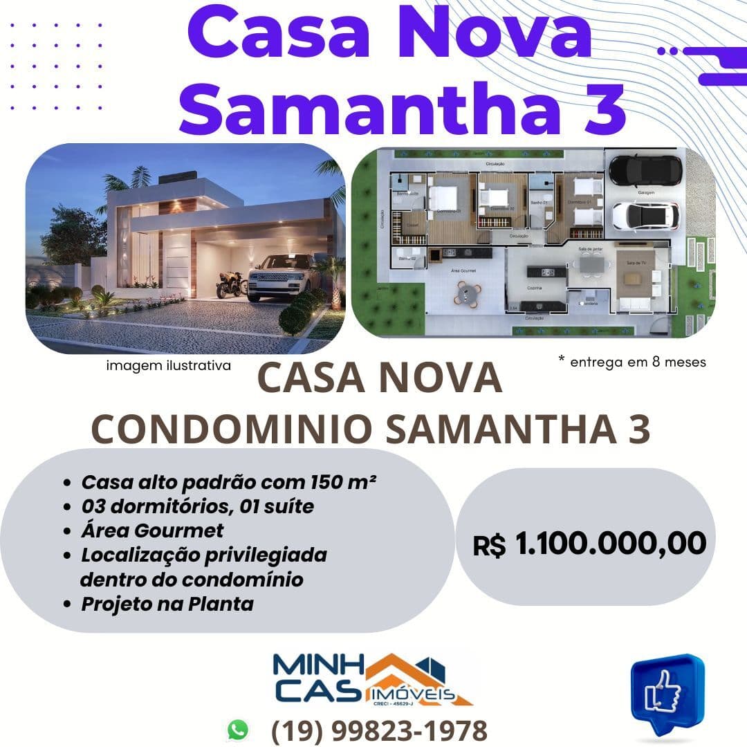 Casa Alto Padrão em Jardins de Samantha III, Araras/SP projeto na planta