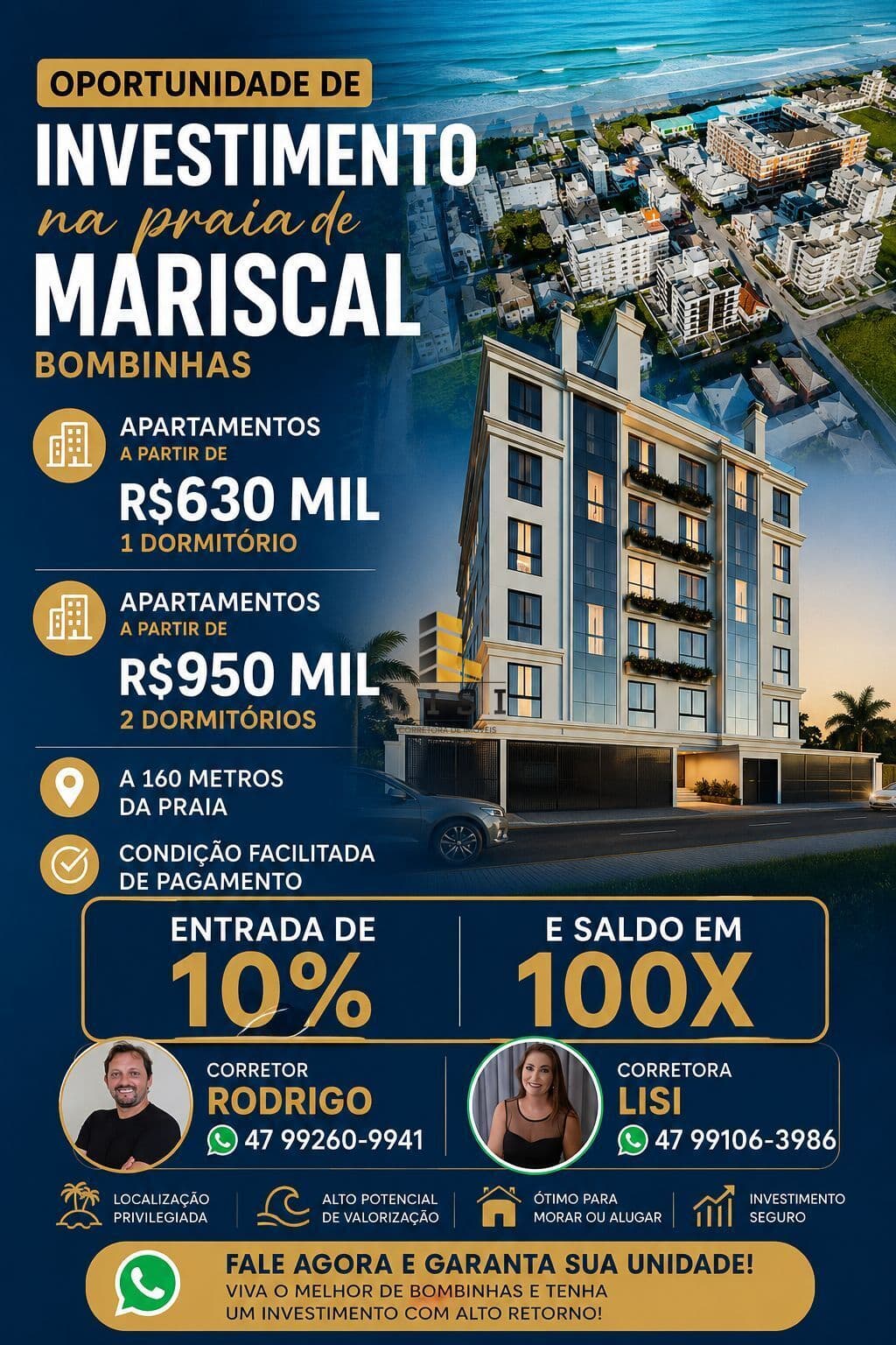 Lançamento à 160 metros da praia de Mariscal, Bombinhas-SC.