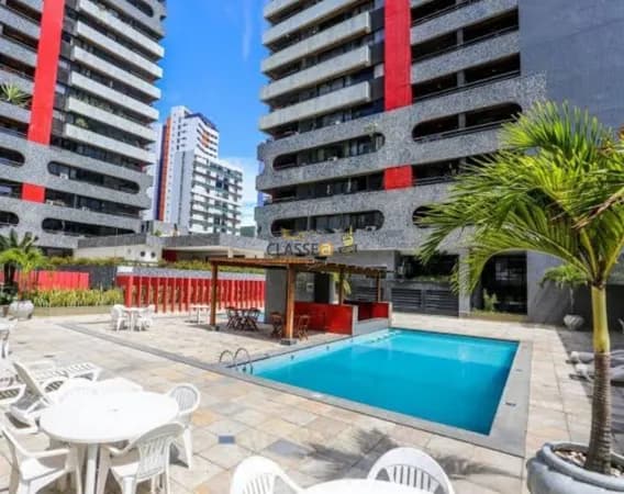 Apartamento 1 Quarto com Varanda e Mobiliado no Recife Flat Boa Viagem