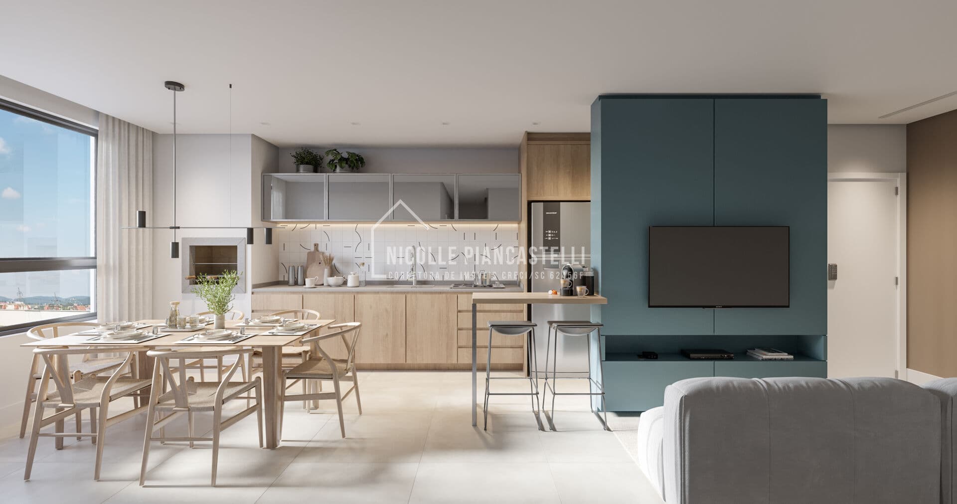 Apartamento com 1 suíte + 2 quartos, no Saguaçu
