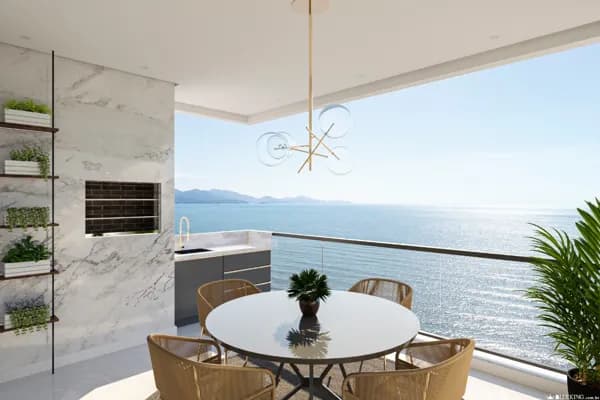 Empreendimento com linda vista mar,área de lazer no rooftop,em Perequê.