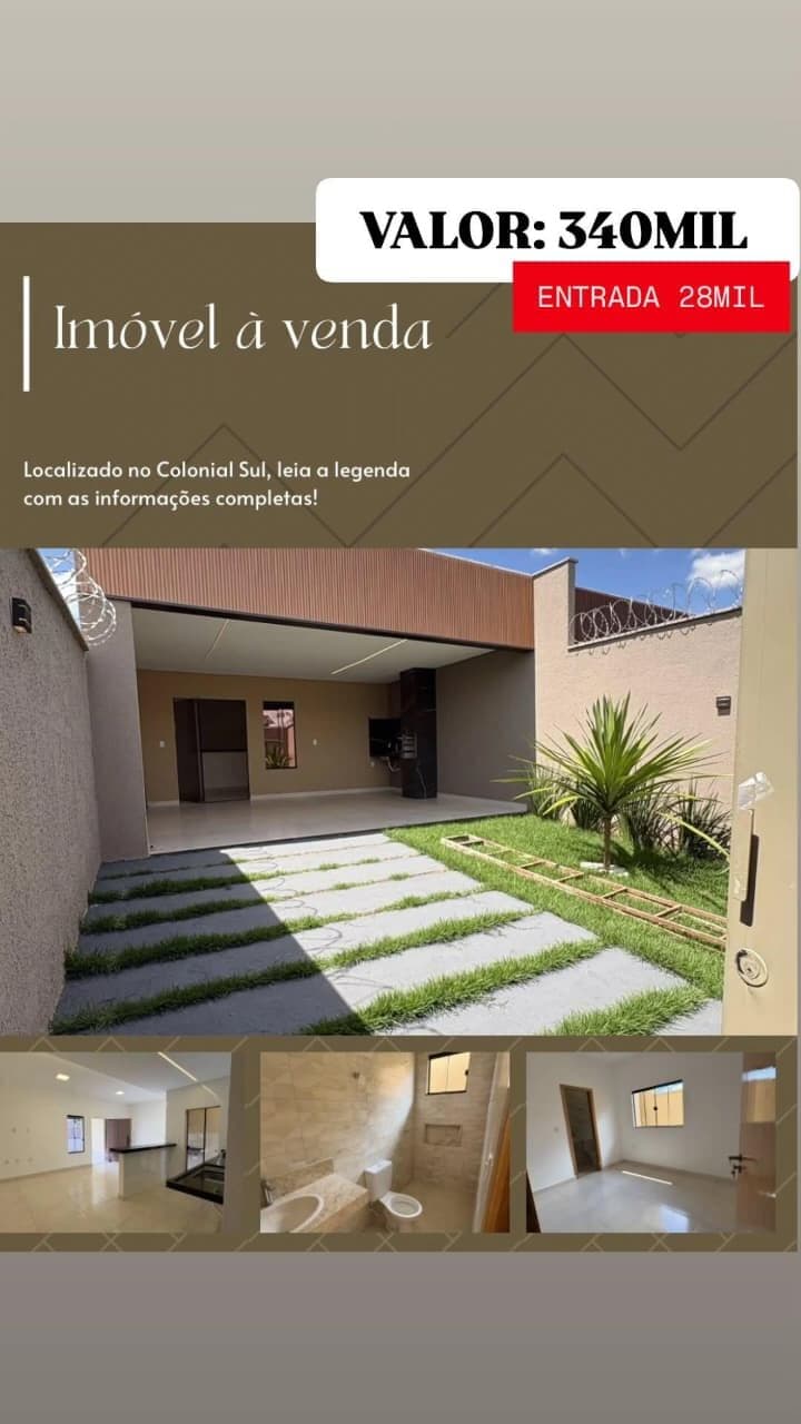 Casa 2 Quartos – COLONIAL SUL | Aparecida de Goiânia