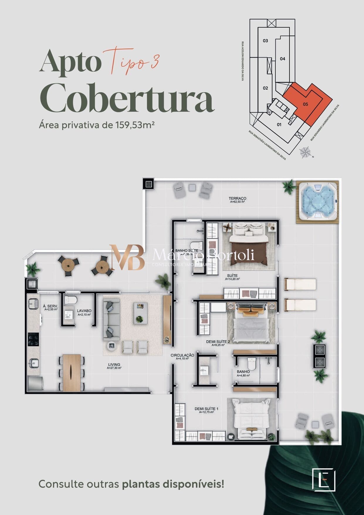Cobertura 3 quartos no bairro Córrego Grande, Florianópolis/SC
