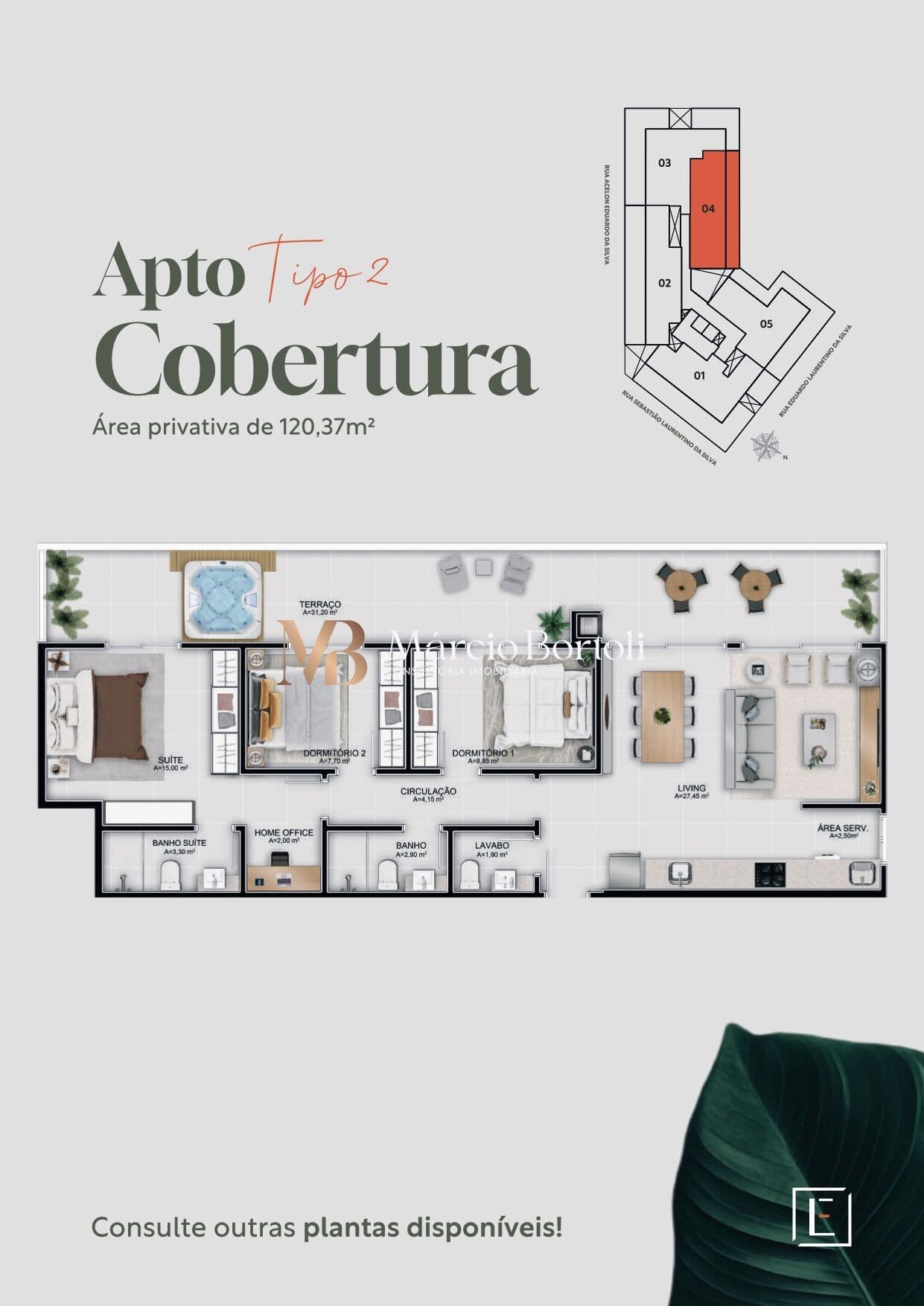 Cobertura 3 quartos no bairro Córrego Grande, Florianópolis/SC