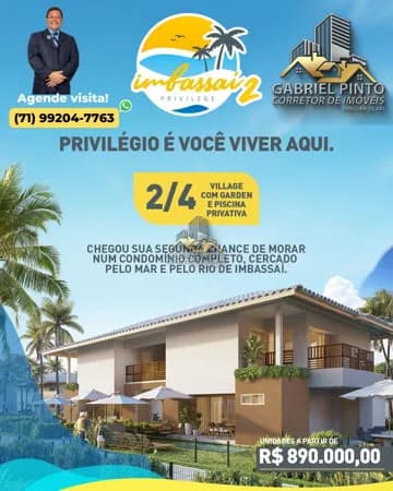 PRIVILEGE 2 - IMBASSAÍ - Unidades 2/4 com Garden e Piscina Privativa - PÉ NA AREIA
