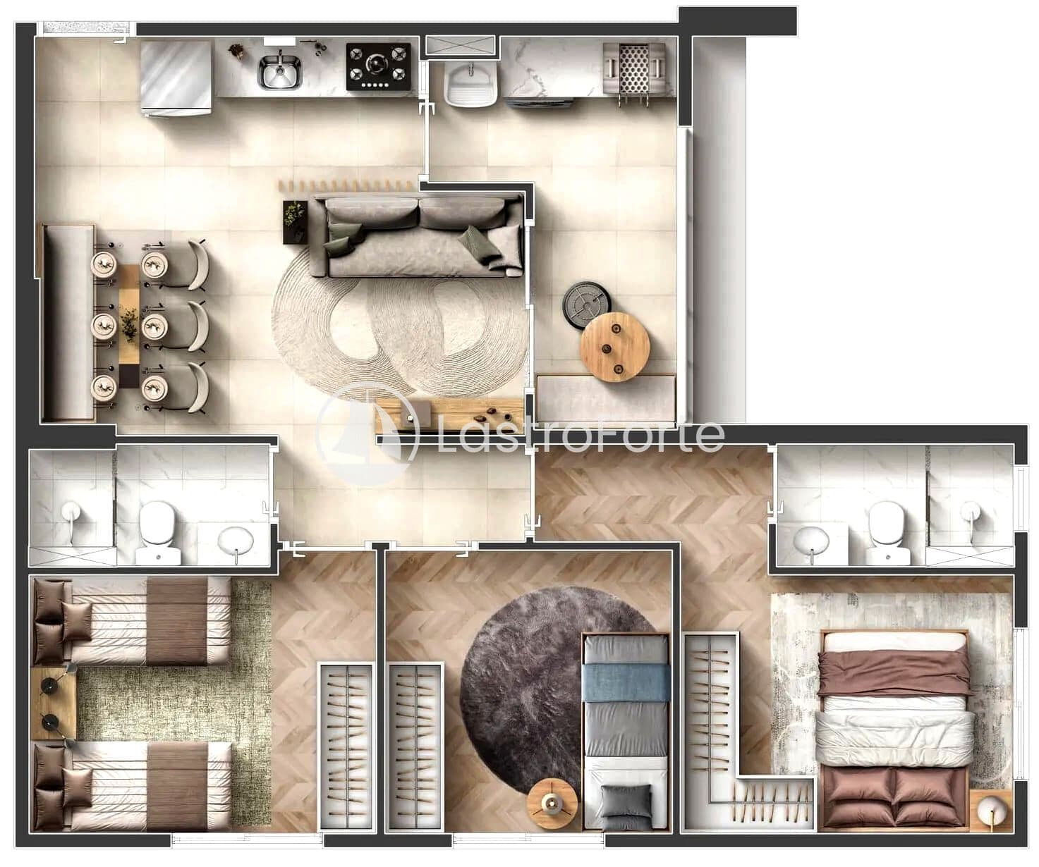 Apartamento, 60m2, 3 dorms (1 suíte), 1 ou 2 vagas.