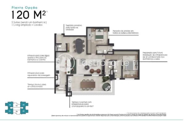 Apartamento, 120m2, 2 suítes, 2 vagas e Depósito