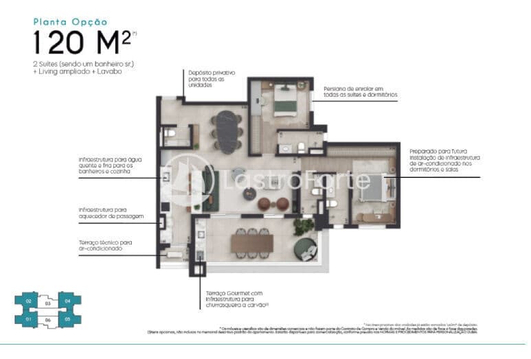 Apartamento, 120m2, 2 suítes, 2 vagas e Depósito