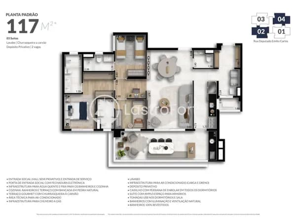 Apartamento, 117m2, 3 Suítes, 2 Vagas, Depósito
