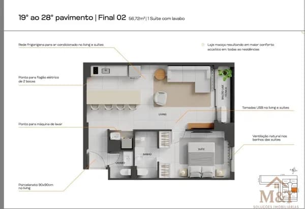 Apartamento de 1 Suíte no B. Side Setor Marista