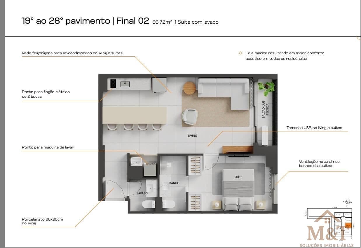 Apartamento de 1 Suíte no B. Side Setor Marista