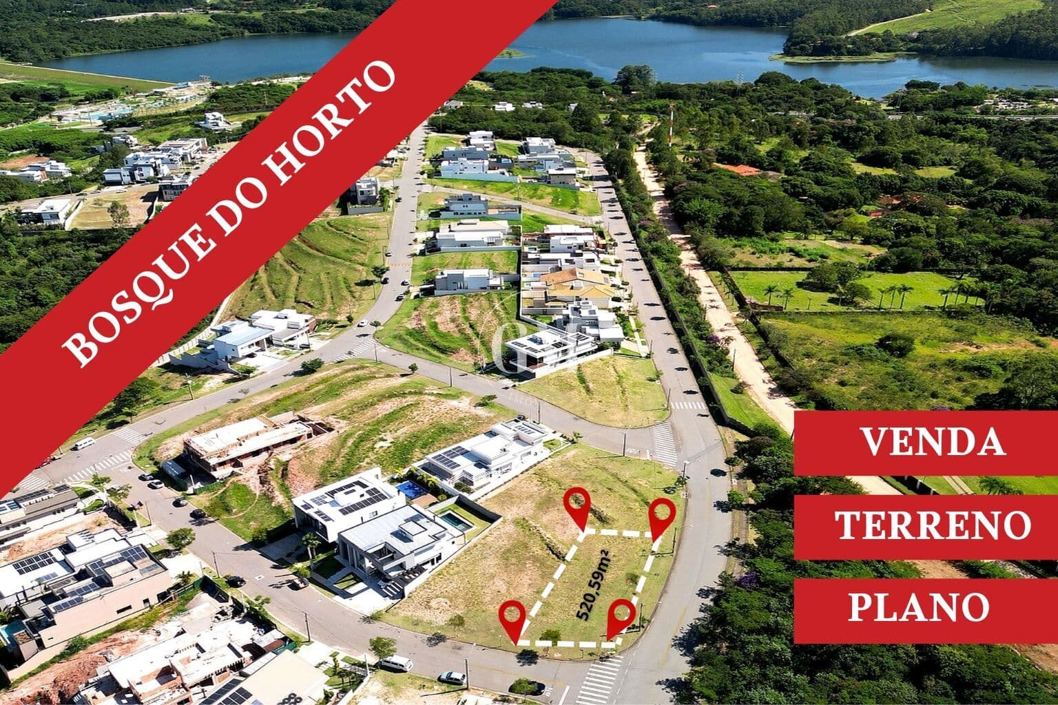 Terreno à venda no Condomínio Bosque do Horto em Jundiaí – 520,59 m² plano e de esquina