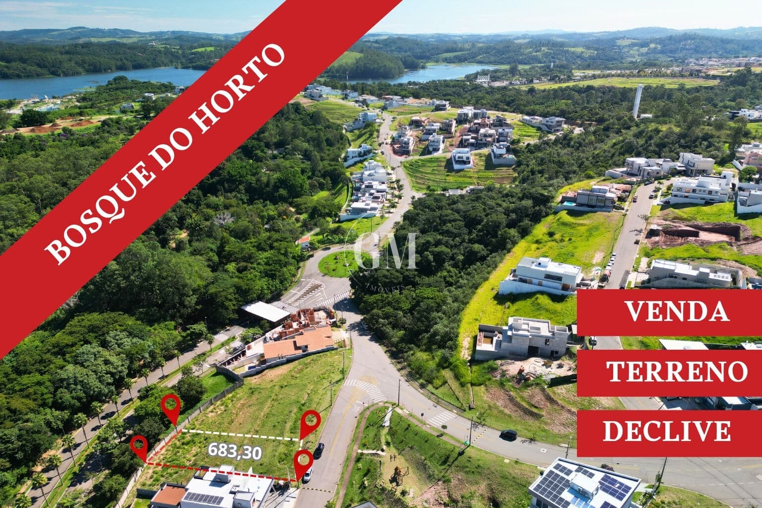 Terreno à venda no Condomínio Bosque do Horto em Jundiaí – 683,30 m² em declive próximo à portaria social