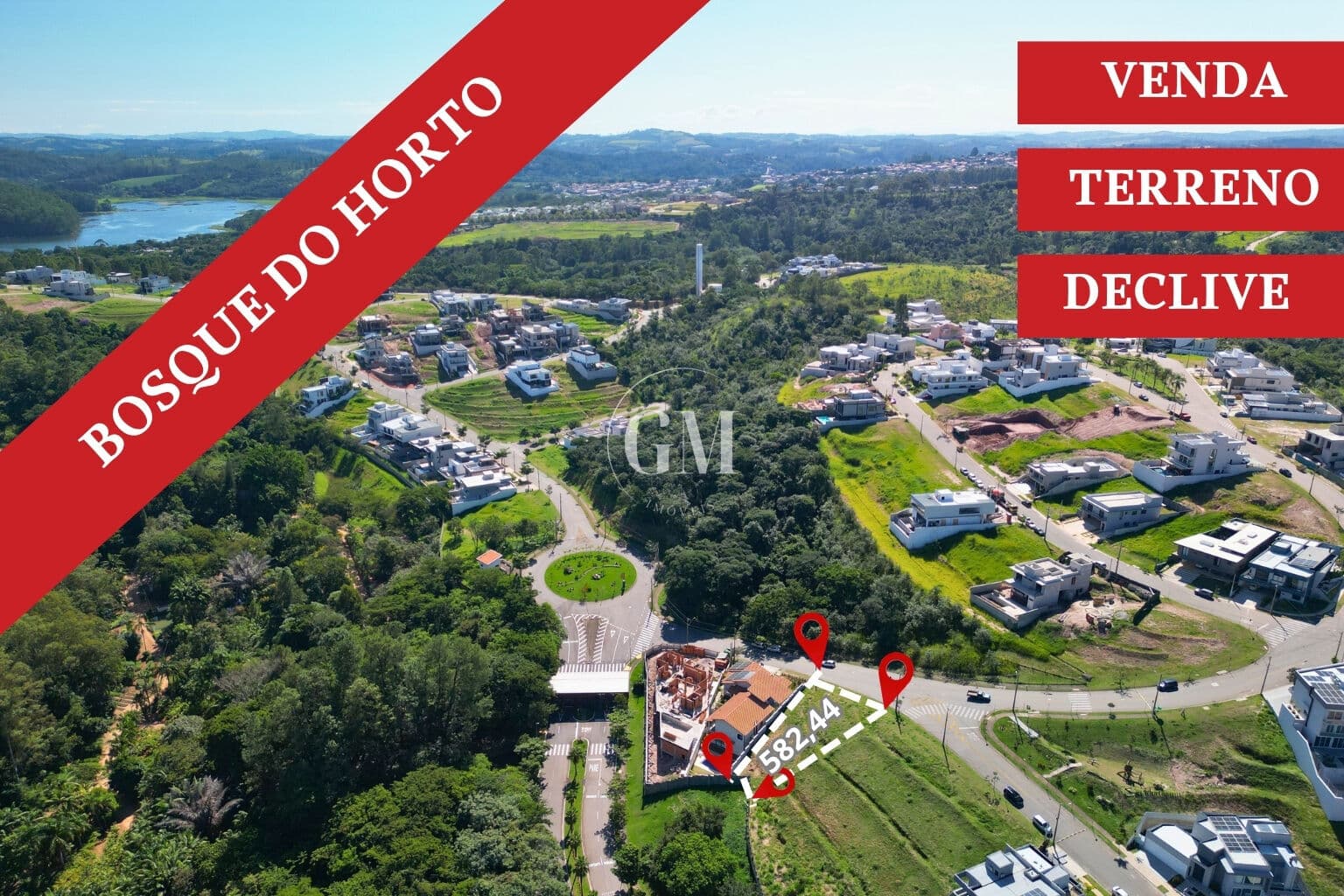 Terreno à venda no Condomínio Bosque do Horto em Jundiaí – 582,44 m² em declive próximo à portaria