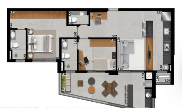 Apartamento à venda no bairro Vila Aviação em Bauru/SP