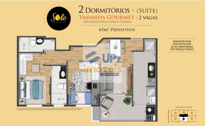 Apartamento com 2 dorms, sendo 1 suíte, varanda gourmet e 2 vagas no Bela Vista em Osasco-SP