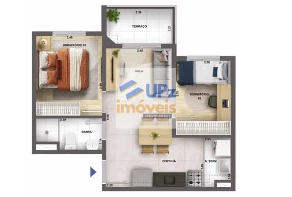 Apartamento com 2 dorms, 42m², varanda na Vila Leopoldina em São Paulo-SP.