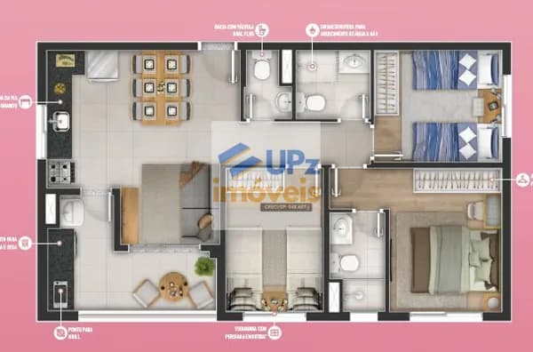 Apartamento com 3 dorms, 66m², varanda gourmet, vaga de garagem no Jaguaribe em Osasco-SP