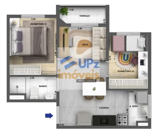 Apartamento com 2 dorms, 38m²,terraço, próximo ao Parque Villa-Lobos no Jaguaré em São Paulo-SP