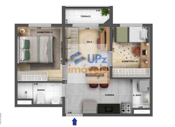 Apartamento com 2 dorms, 37m²,terraço, próximo ao Parque Villa-Lobos no Jaguaré em São Paulo-SP