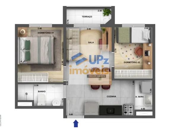 Apartamento com 2 dorms, 37m²,terraço, próximo ao Parque Villa-Lobos no Jaguaré em São Paulo-SP