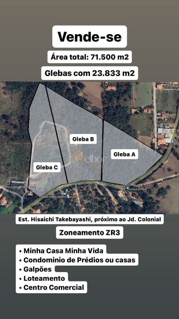 Área à Venda para Investidores – Jardim Colonial, Atibaia/SP
