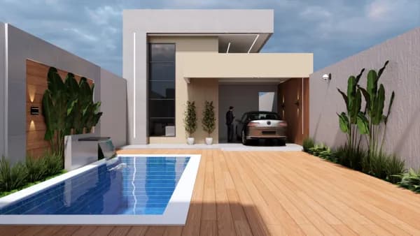Casa com 3 suítes sendo uma master, jardim de inverno e piscina!!!