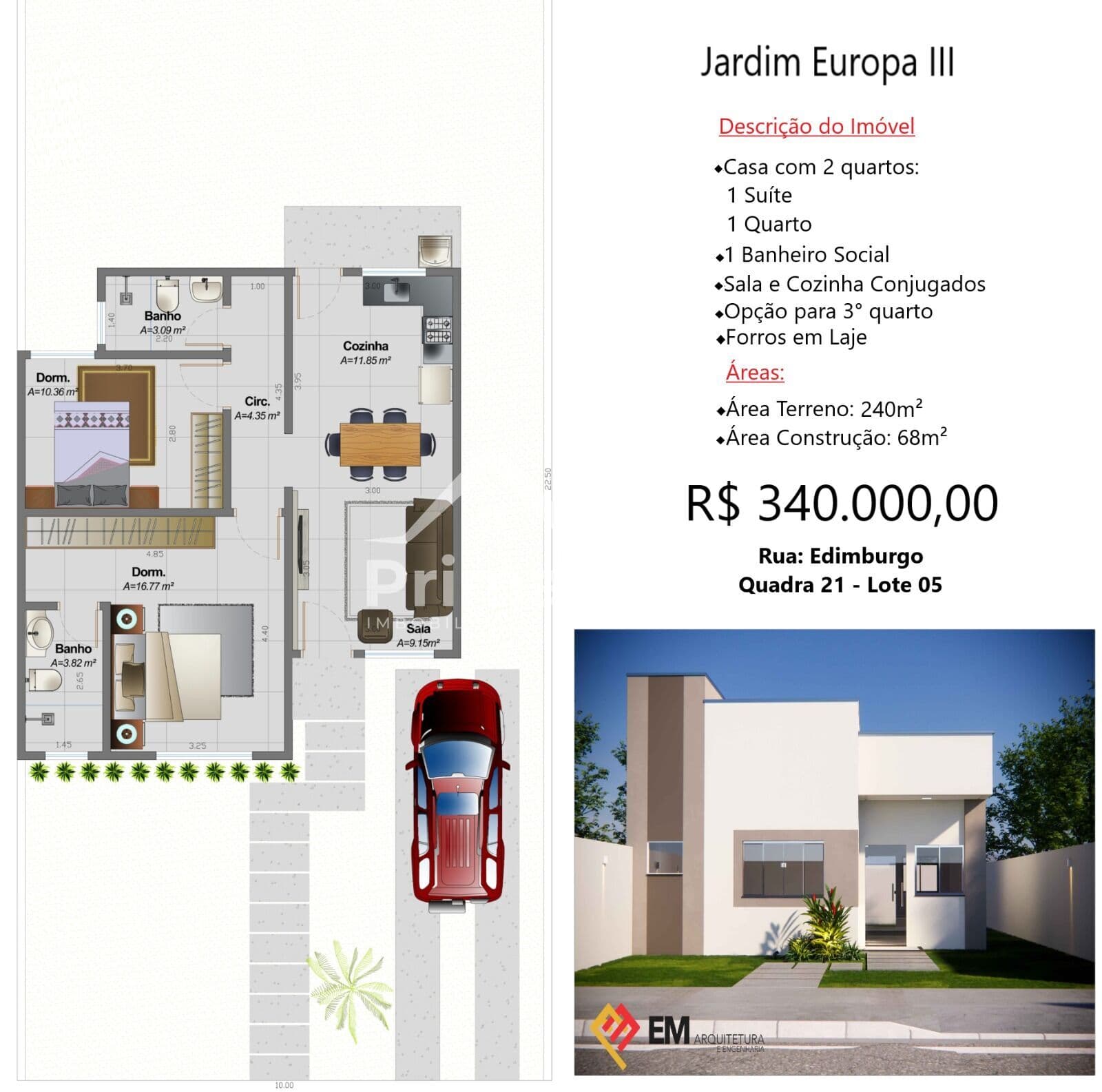 Casa em Jardim Europa III, Primavera do Leste/MT
