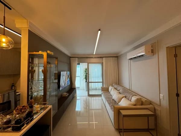 Apartamento sacada gourmet e vista mar