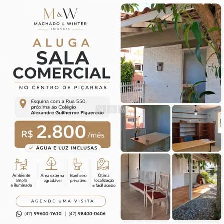 Sala comercial para alugar no Centro - Balneário Piçarras/SC
