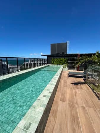 Flat em Ponta de Campina com vista para o mar, pronto e mobiliado