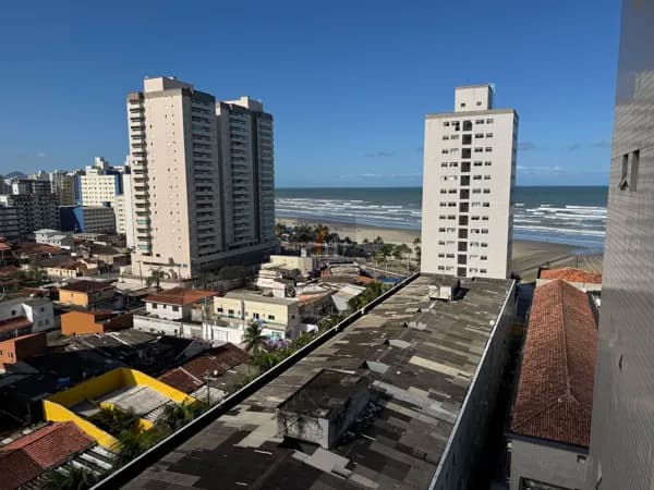 Apartamento vista mar, 2 dormitorios sendo 1 suite, 1 vaga, mirim