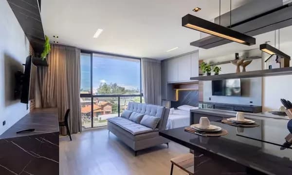 Studio totalmente mobiliado, 38m², 200m da praia, no Campeche, Florianópolis/SC