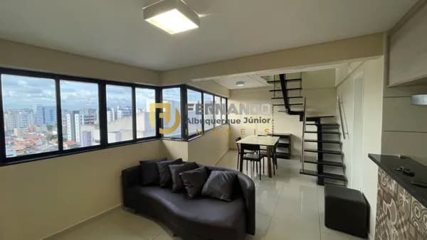 Maior quarto e sala de Maceió, DUPLEX, na Ponta Verde, MOBILIADO, piso de Porcelanato