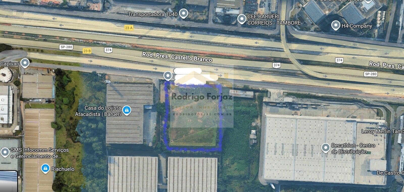 EXCELENTE LOTE À VENDA LOCAL PRIVILEGIADO SAÍDA ALPHAVILLE/SP FRENTE ROD. CASTELLO BRANCO - A/T:24.167m² 100% Plano