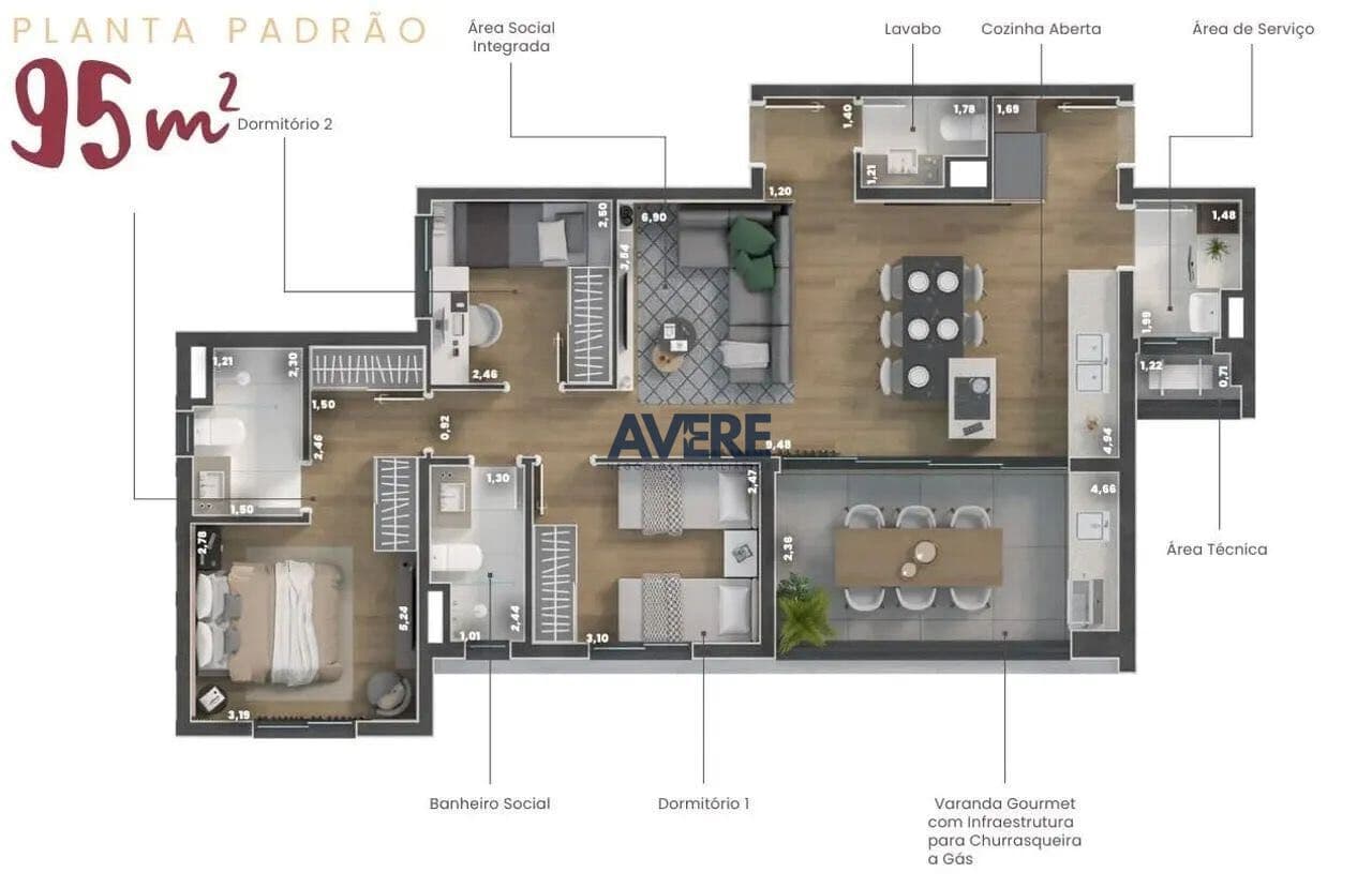 Apartamento à Venda no Wyn Residence (Le Monde) com 95m², 3 Dormitórios, Suíte, 2 Vagas e Lazer Completo em Localização Privilegiada.