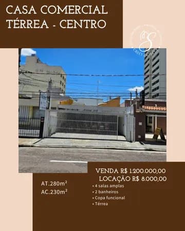 Casa Comercial térrea para locação - Centro