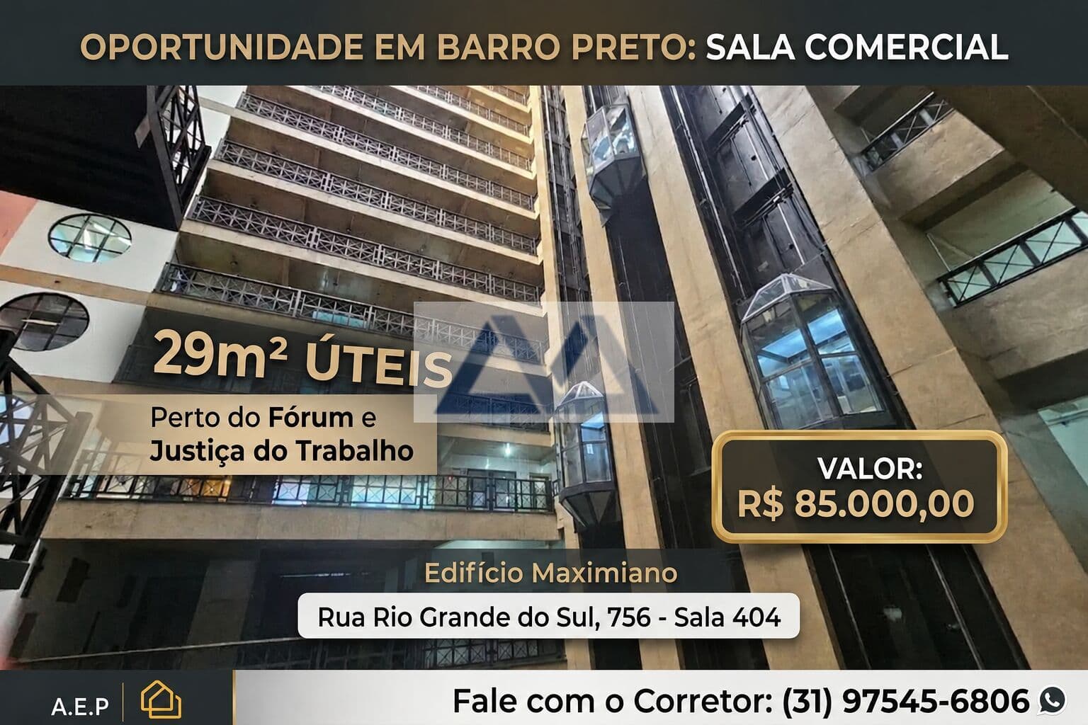 Sala comercial em Barro Preto, Belo Horizonte/MG