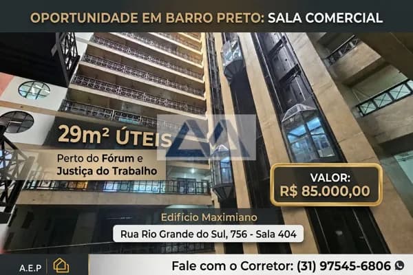 Sala comercial em Barro Preto, Belo Horizonte/MG
