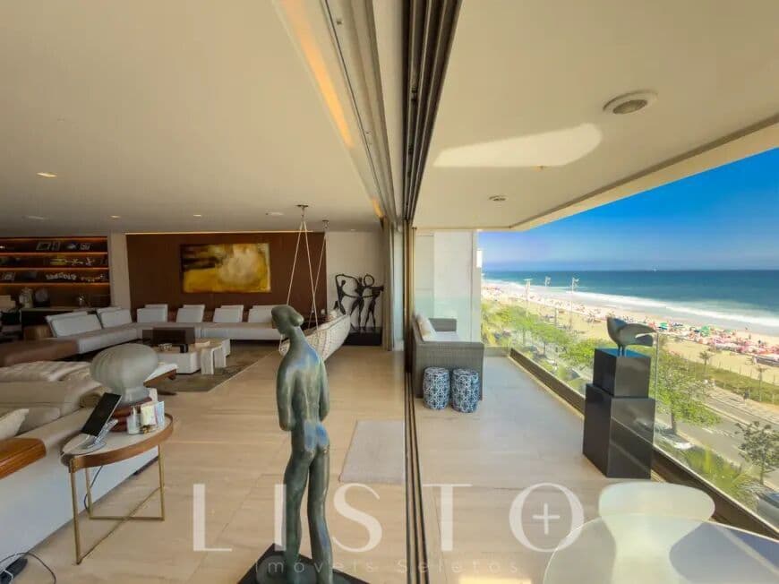 Apartamento Frente Mar na Vieira Souto | Andar Inteiro | 4 Quartos | Vista Permanente para Ipanema