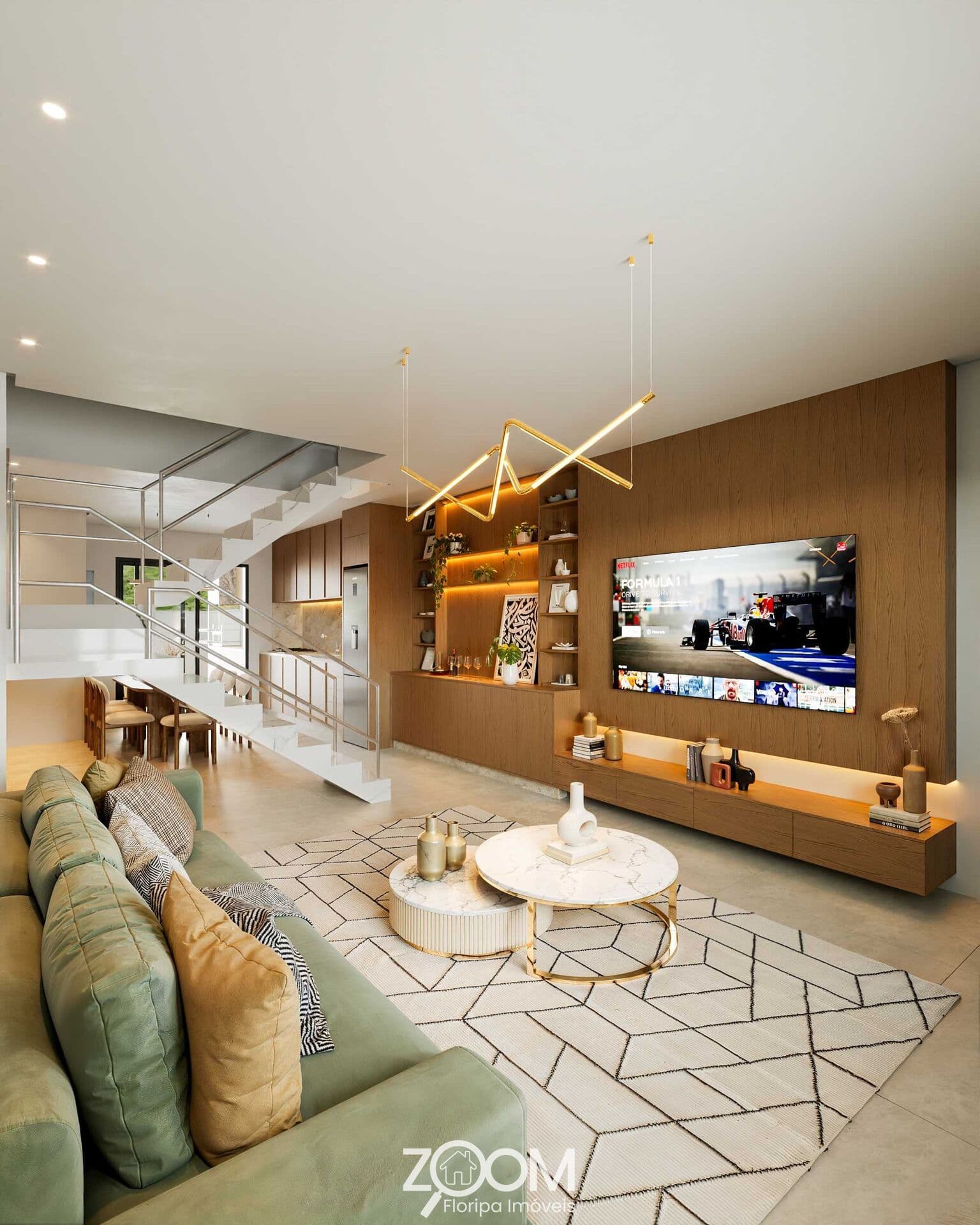 Casa 1 oferece 168 m² de área privativa, com 4 dormitórios e 3 banheiros, incluindo uma suíte master e um quarto térreo que traz praticidade ao dia a dia.