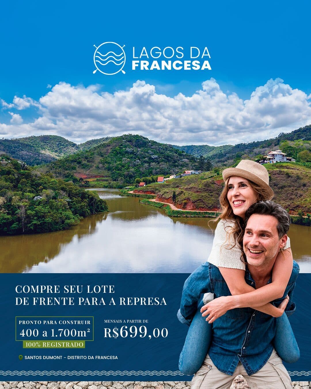 Lote à venda com 735m² no condomínio Lagos da Francesa em Santos Dumont -MG