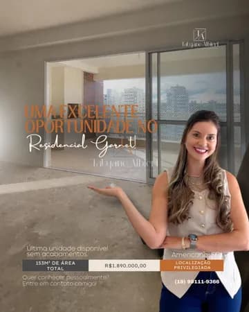 Apartamento a venda Novo no condomínio Garnet vista para Av Brasil em Americana