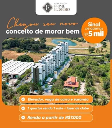 Apartamento 3 Quartos com Suíte no Eusébio | Varanda + Excelente Localização