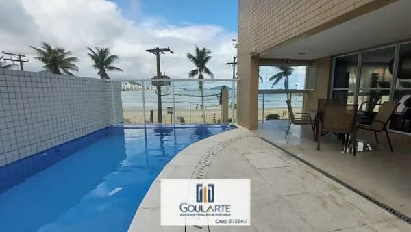 Apartamento Alto Padrão, sacada vista lateral mar, 3 dormitórios sendo 1 suíte, lazer completo no condomínio frente mar, ASTÚRIAS - Guarujá/SP.