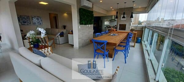 Apartamento alto padrão com 3 dormitórios sendo 3 suítes, sacada envidraçada gourmet, churrasqueira e lazer completo no condomínio na praia da Enseada-Guarujá/SP.